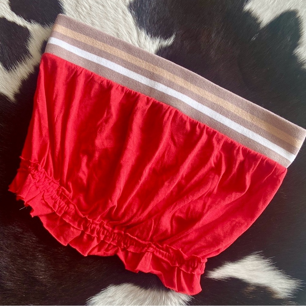 S 🔖 FREE PEOPLE Tube Top Crop Top Read Tan Brown Striped Band OB1031653 …